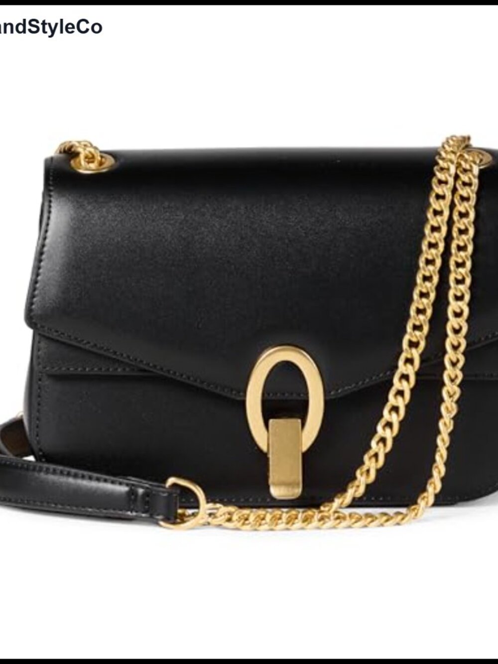 Faux Leather Chain Shoulder Bag Adjustable Strap Metal Lock Small